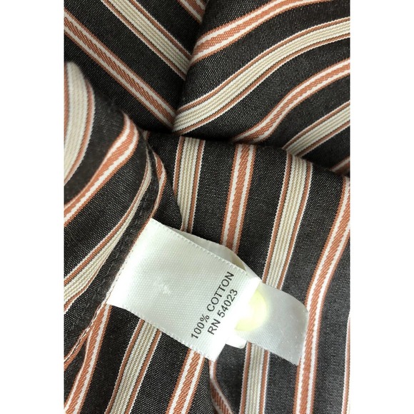 Banana Republic Sz XL Shirt French Cuffs Men’s Brown & Tan Stripes Button Up B1 - Picture 4 of 7